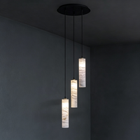 Lustre cylindrique moderne de luxe nordique en albâtre pour villa, escalier, hall d'hôtel, salon, décoration intérieure, luminaire suspendu
