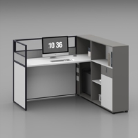 Poste de travail modulaire en L pour bureau moderne avec cloison et armoire de rangement pour employés financiers