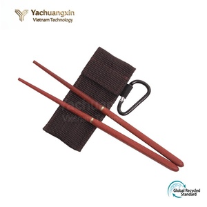 Vaisselle de camping en plein air, baguettes pliantes portables de voyage, baguettes en bois massif, baguettes cadeaux, rangement portable en sac - Product Image 5
