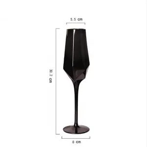 Trang trí nội thất gốc màu đen cốc kim cương hình rượu sâm banh thủy tinh pha lê vàng rim Champagne Glass