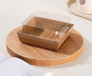 Dùng Một Lần Vuông Kraft Hộp Giấy Với Rõ Ràng Nắp Nhựa Cho Bánh Sandwich Món Tráng Miệng Bánh Bánh Lấy đi Cho Sushi Đường Lưu Trữ - Product Image 1