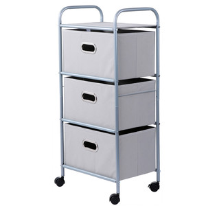 Household Indoor Goods Storage Drawer Box Multifunctional Organizer Foldable Wheels 3 Drawer Laundry Cart