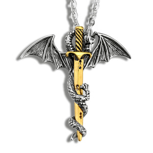 Kalung Pedang Pterosaurus Gaya Vintage, Kalung Baja Anti Karat untuk Pria, Kalung <span class=keywords><strong>Rock</strong></span> Fashion, Stok Besar - Product Image 1