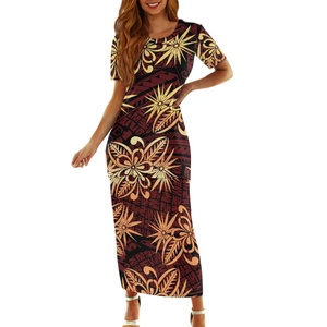 ハワイアントロピカルスタイルハイビスカスデザイン女性用2ピースセットSamoan PuletasiドレスプラスサイズセクシースプリットPuletasiナチュラルウォッシャブル - Product Image 6