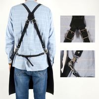Tablier de travail en cuir noir durable personnalisé pour chef boucher BBQ avec poches