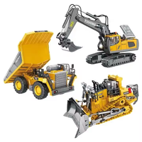 Juguete de Construcción de Aleación RC: Bulldozer con Luces LED y Sonido, Modelo de Bulldozer RC, Juguetes de Coche Excavadora RC