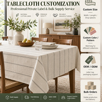 Nappe rectangulaire en coton et lin, style bohème et rustique, en toile de jute teinte en fil noir rayé, vente en gros
