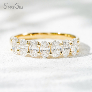 แหวนเพชรทรงรี 2.5*3.5 มม. แหวนเพชรทรงรีแบบ Eternity แหวนแต่งงานทองคำแท้ 10k ประดับเพชรแล็บ - Product Image 2