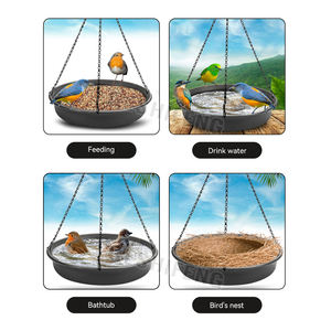 Mangeoire à oiseaux automatique et portable pour l'extérieur Plateau à graines suspendu en fer durable Bain-marie Plateau simple Distributeur de nourriture pour oiseaux sauvages - Product Image 4