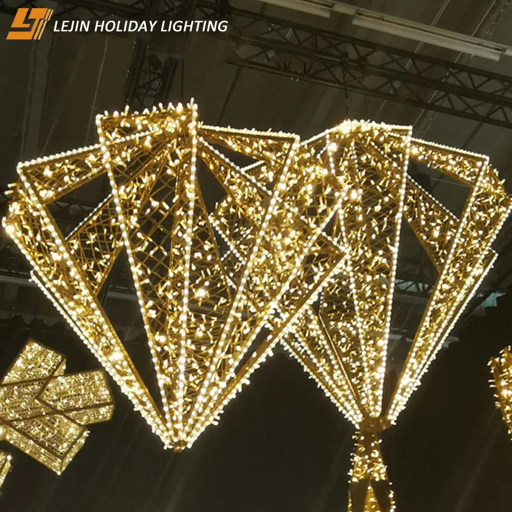 LJ Feiertags beleuchtung neues Design für LED-Straßen dekorations motiv im Freien 3D Golden d i a m o n d Lichter
