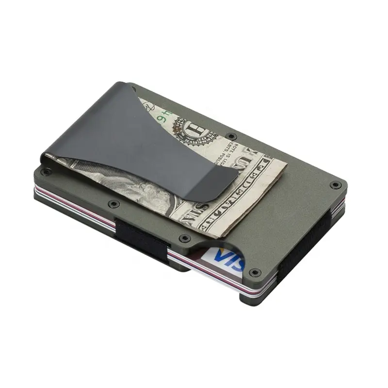 Custom Front Pocket Wallets RFID Blocking Credit Card Holder with Elastic Band Mens Slim Aluminum Alloy Money Clip Wallet