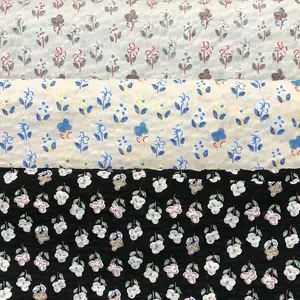 Spring and summer cotton salt shrink fabric bubble printed pajamas children's wear sling small floral printed fabric 859