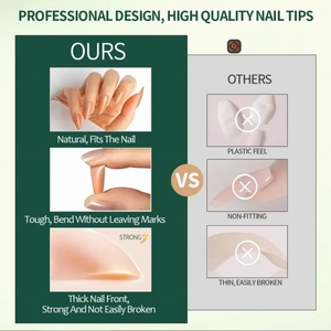 Faux ongles réutilisables en amande, en boîte, 5 couleurs, stiletto, couvrance totale, nude, ongles artificiels souples, capsules d'ongles en gel - Product Image 6