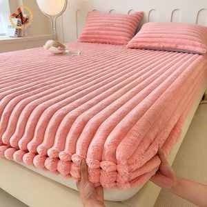 ZY Custom Polyester <strong>King</strong> <strong>Size</strong> Warm <strong>Fleece</strong> Mattress Bedding <strong>Fitted</strong> <strong>Sheet</strong> for Beds - Product Image 2