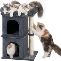 Chat planche à gratter arbre à chat tour griffoir fenêtre perche chats étagère Condo Cubbies pour chatons d'intérieur gris foncé