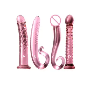 Plug Anal en verre Transparent, jouets sexuels pour adultes pour hommes et femmes, gode à pénis rose, gode incurvé en verre cristal