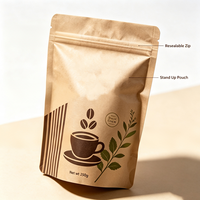 Sachet Doypack Personnalisé en Papier Kraft Imprimé, Qualité Alimentaire, Refermable avec Fermeture Éclair, pour Café Moulu, Tisanes, Fruits Séchés