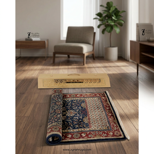 ZYNAH Persian Hand Knotted Pure Silk <b>Prayer</b> <b>Mat</b> Rectangle Medallion Pattern Living Room Use <b>Prayer</b> <b>Mat</b> - Product Image 3