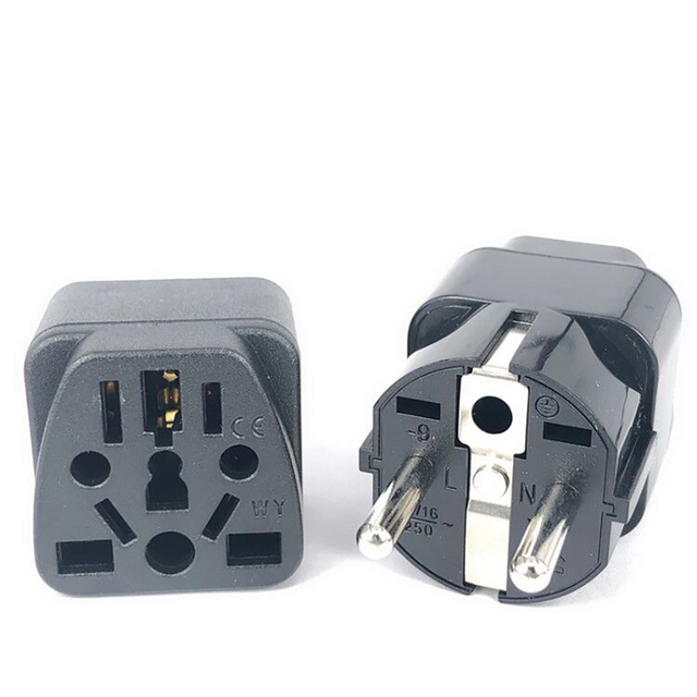 16A 250V Universal Italy Switzerland India UK US AU to Schuko 2pin 4.8mm Plug Adapter