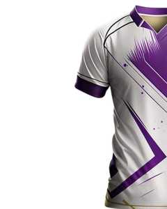 Camiseta Deportiva Polo para Hombre, Manga Corta, Cuello en V, Color Morado y Blanco, Ropa Deportiva Transpirable para Gimnasio, Entrenamiento y Alto Rendimiento, Precios Bajos - Product Image 2