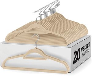Cintres à vêtements, cintres en plastique floqués antidérapants, cintres en <span class=keywords><strong>velours</strong></span> non-marquants pour le rangement et l'organisation dans les magasins de vêtements - Product Image 1