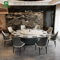 Table à manger électrique contemporaine pour salle de banquet VIP d'hôtel, design contemporain, plateau en pierre/marbre, structure en bois, durable et écologique