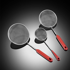 Louche à nouilles personnalisable, filtre à huile, grille de friture, passoire, passoire à lait de soja/jus, en acier inoxydable 304 avec poignée rouge, 201 - Product Image 1