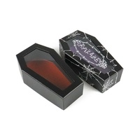 Boîte télescopique en carton noir gothique miniature YZ personnalisée, en forme de cercueil, avec doublure en éponge, fermeture magnétique et poignée, pour cadeaux de chocolat et cils