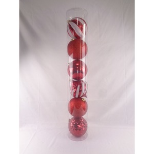 ENSEMBLE DE 6 BALLES EN PLASTIQUE ROUGE ET BLANC/ROUGE, DIAM. 19-15CM - Product Image 1