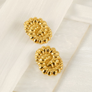 ZOGXIN Gold Geometric Stud Earrings For Women Party Fashion Jewelry Stainless Steel Earrings ZG1513 - Product Image 4