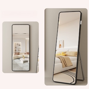 Phòng khách đầy đủ chiều dài gương cơ thể tầng Miroir đứng treo hoặc dựa vào tường gương với đứng hợp kim nhôm - Product Image 2