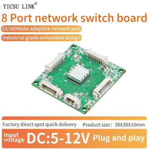 Tamaño mini 38*38mm, placa de interruptor de red pequeña de 8 puertos 100M MX1.25 puerto de red de asiento de fila módulo de expansión de comunicación Ethernet - Product Image 3