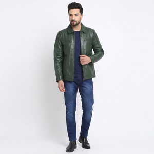Chaqueta de Cuero Vacuno Vintage para Hombre, Diseño Personalizado con Bordado, Transpirable, Cómoda y Suave para Otoño - Product Image 1