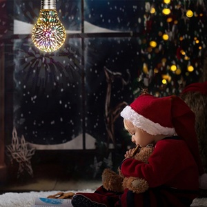 หลอดไฟ LED 3 มิติ รูปดาว ดอกไม้ไฟ E27 วินเทจ ไฟกลางคืน A60 ของตกแต่งวันหยุด แสงไฟแปลกใหม่ - Product Image 5