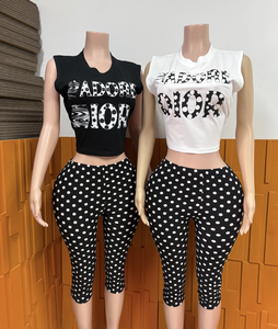 PEEQI COTTON Streetwear Plus Size Top e Pantaloncini in Cotone a Pois Casual Famoso Set 2 Pezzi Abbigliamento Donna - Product Image 1