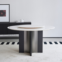 Luxuriöses Zeitgenössisches Marmor-Rundes-Esstisch-Set mit 6 Stühlen und Lazy Susan für Hotel-, Restaurant- und Küchengebrauch
