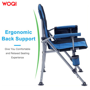 Chaise de camping pliable Woqi en aluminium et tissu Oxford bleu foncé avec sac isotherme, chaise de jardin - Product Image 1