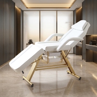 Heißer Verkauf: Modernes, dreifach faltbares, goldenes Massagebett – Verstellbarer, multifunktionaler, tragbarer PU-Tattoo-Stuhl für Wimpern- und Kosmetikstudios