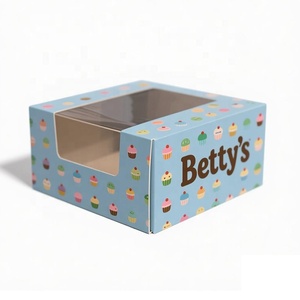 Biểu Tượng Tùy Chỉnh Gable Xử Lý Hộp Đám Cưới 2 4 6 Cup Bánh Bao Bì Giấy Cupcake Hộp Với Cửa Sổ Rõ Ràng - Product Image 5