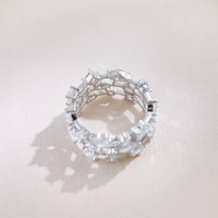 Bague fantaisie en diamant de laboratoire à taille étoilée, plaqué or blanc 18 carats, ajourée et filigranée, pour femme, haute joaillerie