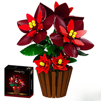 Meiji 13124 2026 Nouveaux Kits de Modèles MOC Fleur Rouge Décoration de Ville et de Maison Plante en Pot Briques à Assembler Cadeaux 536 Pièces Ensembles de Blocs de Construction