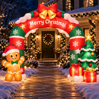 Arche gonflable de Noël avec arbre et boîtes cadeaux en forme d'homme en pain d'épices, Arche Joyeux Noël pour la décoration extérieure de jardin, pelouse et fête