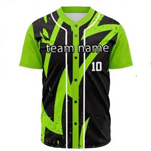 Maillot de baseball unisexe à manches courtes, respirant, grande taille, personnalisable avec le nom de l'équipe, haute qualité, léger, 100% polyester, sport - Product Image 1
