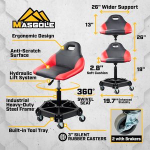 Siège de garage industriel robuste pour atelier, capacité 350 lb, tabouret de mécanicien pivotant à 360° avec plateau à outils, <span class=keywords><strong>prix</strong></span> usine, OEM personnalisé - Product Image 6