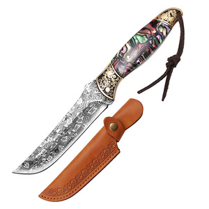 Cuchillo de Carne de Acero Inoxidable con Mango con Patrón Damasco, Cuchillo Recto Pequeño para Camping, Barbacoa, Divisor de Carne, Portátil, para Exteriores, DIY, OEM - Product Image 6