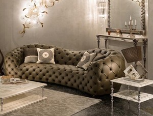 Canapé Chesterfield à boutons tuftés bleu ciel de Style italien Meubles de salon rembourrés confortables faits à la main pour Villa Appartement - Product Image 4