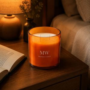 Bougie parfumée en verre ambré MW, à deux mèches, cylindrique, parfumée, aromathérapie, décoration - Product Image 2