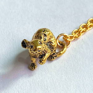 Collier pendentif en forme de souris, animal mignon, sportif, plaqué or, tendance européenne et américaine, pour <span class=keywords><strong>animaux</strong></span> de compagnie, souris des bois, chaîne en bambou, unisexe - Product Image 2