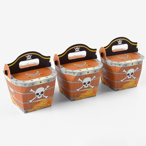 Coffret Cadeau Pliable Thème Pirate avec Poignée, Motif Grain de Bois, pour Fêtes, Friandises et Petits Cadeaux - Product Image 6
