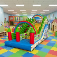 Toboggan Gonflable Double Commercial Arc-en-ciel Écologique 0,55 mm en PVC pour Extérieur, Toboggan Rebondissant pour Parc d'Attractions et Location de Fêtes Foraines